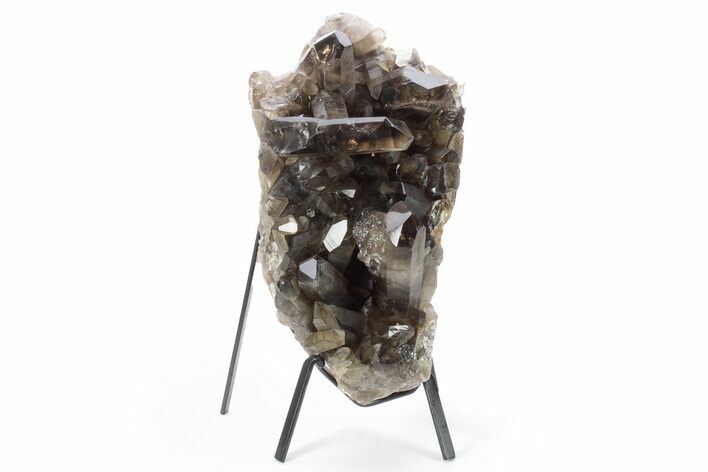 Smoky Quartz Crystal Cluster on Metal Stand - Brazil #229524